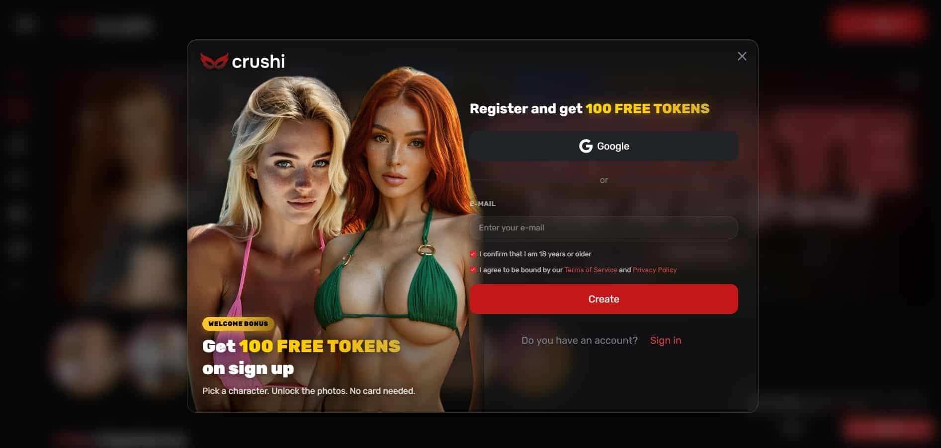 Create Crushi AI account