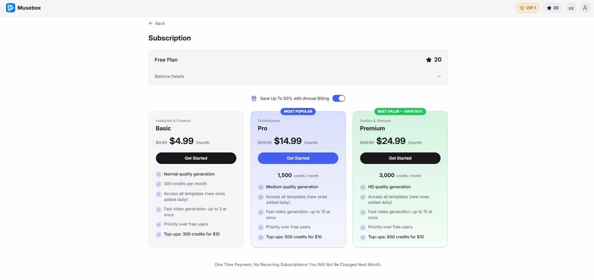 Musebox AI pricing