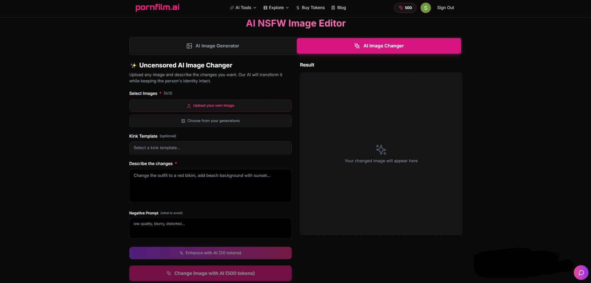 AI NSFW image editor
