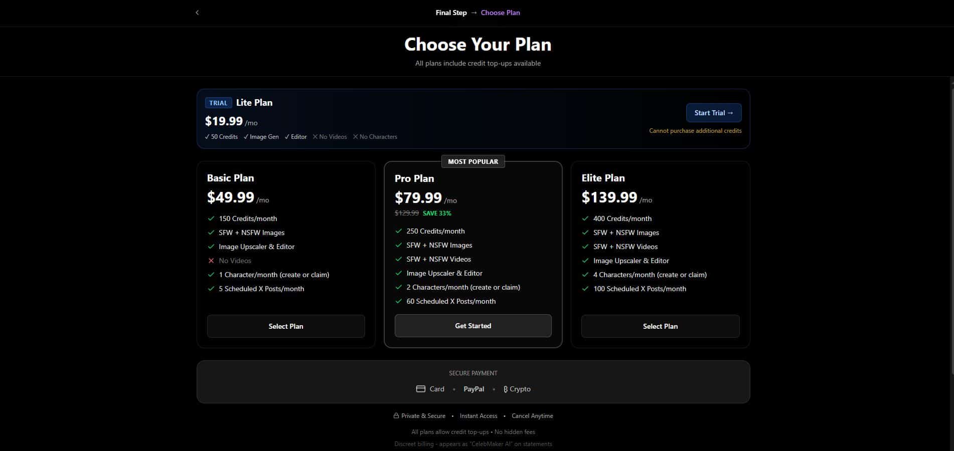 Celeb Maker AI pricing