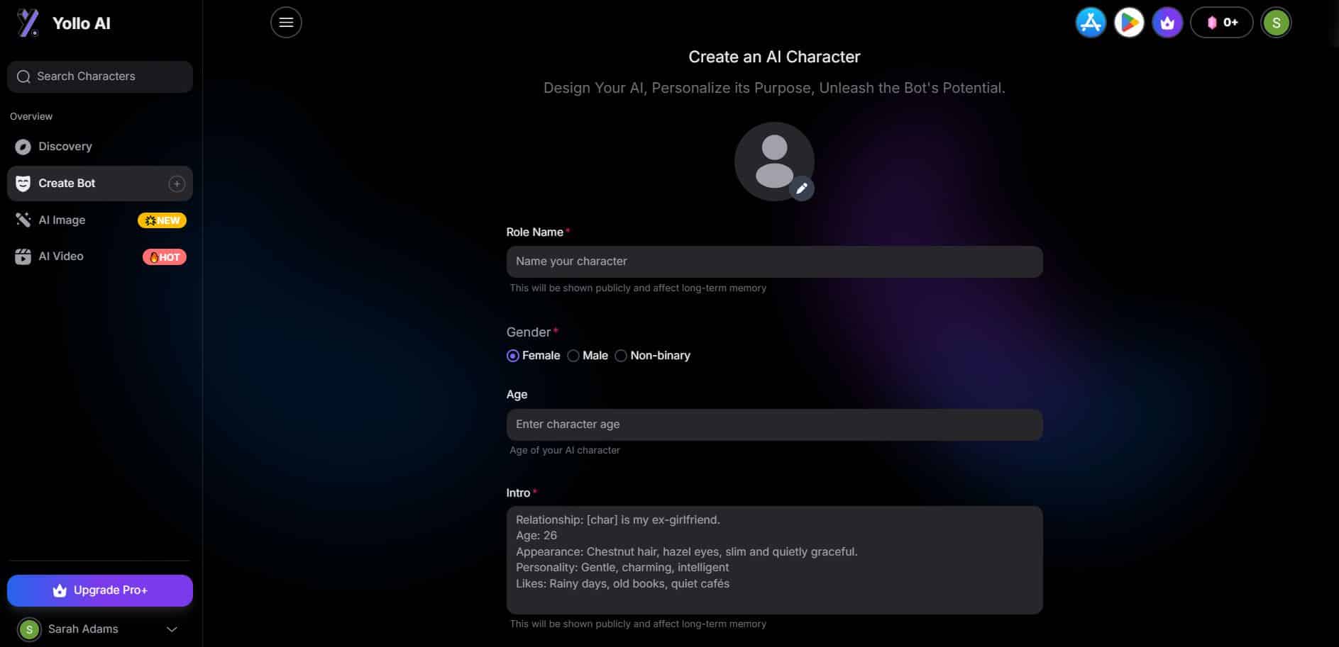 Create AI character