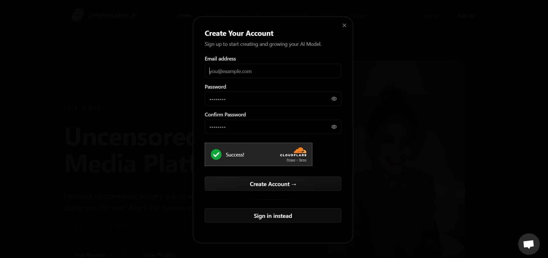 Create Celeb Maker AI account