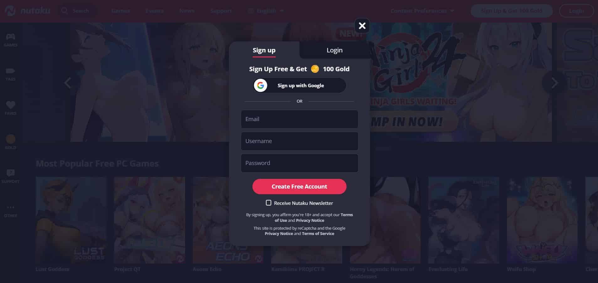 Create Nutaku Net account