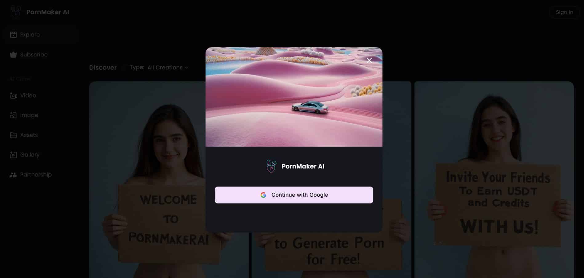 Create Pornmaker AI account