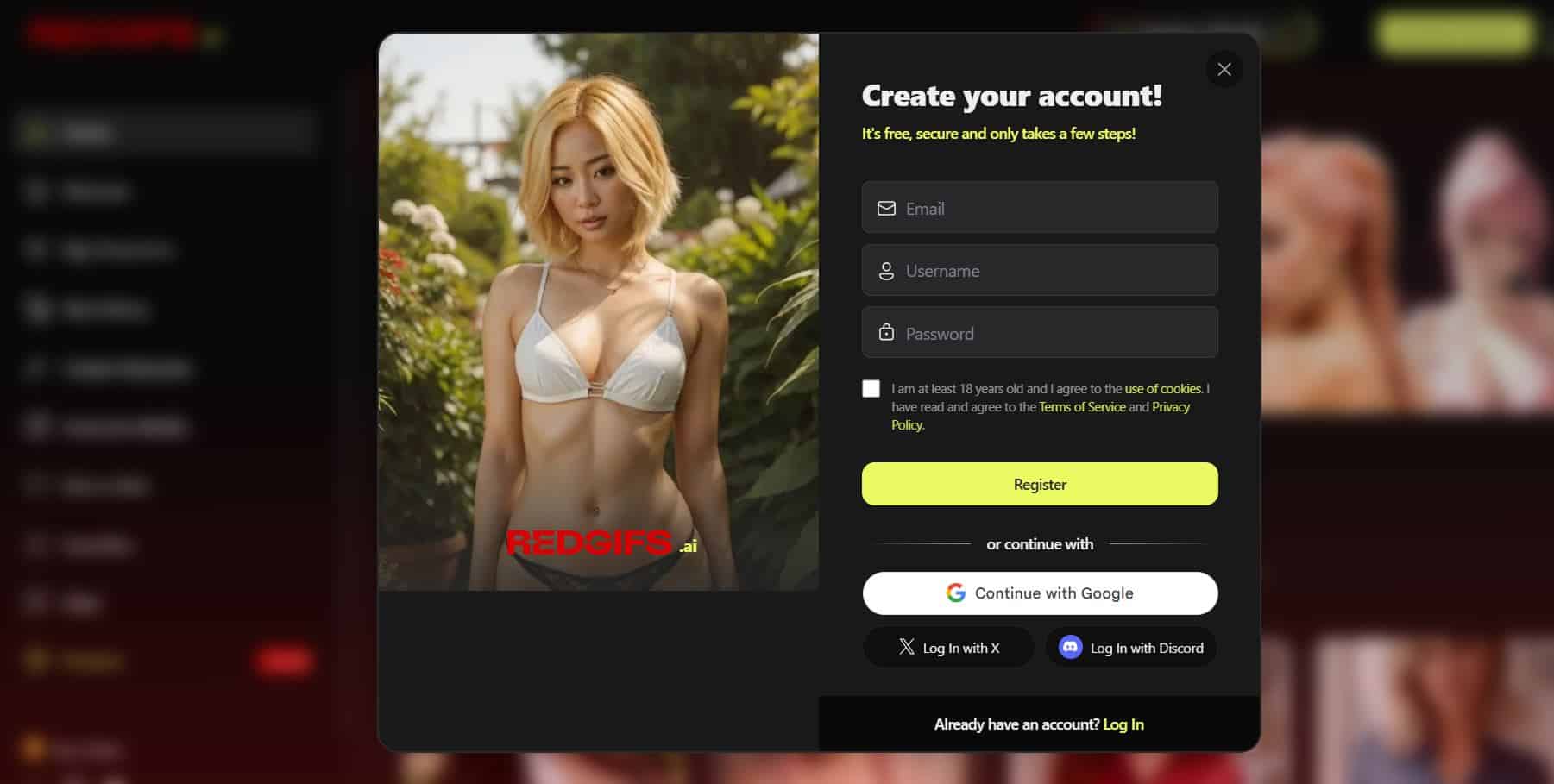 Create RedGIFS AI account