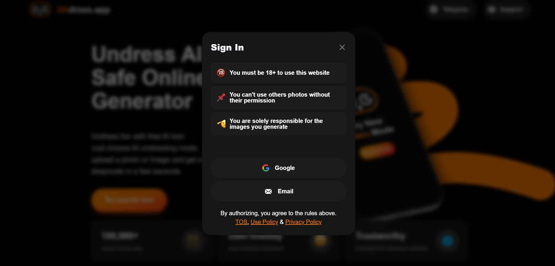 Create Undress App account