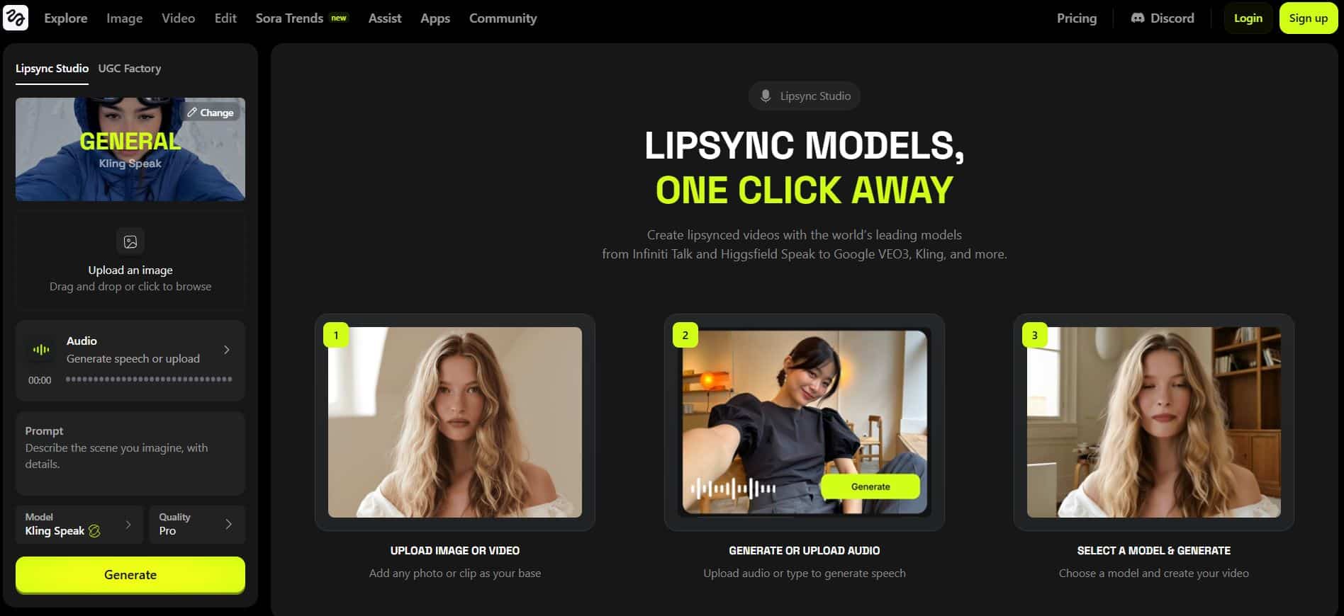 Higgsfield.AI Lipsync studio tool