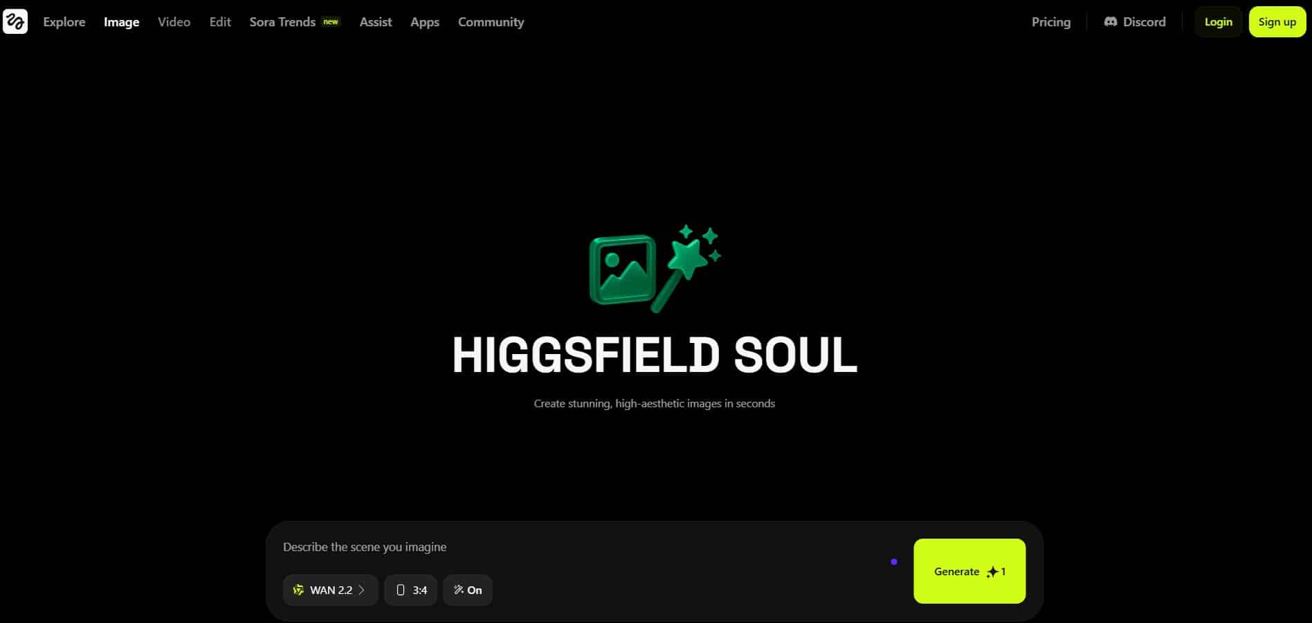 Higgsfield.AI Wan 2.2 image tool