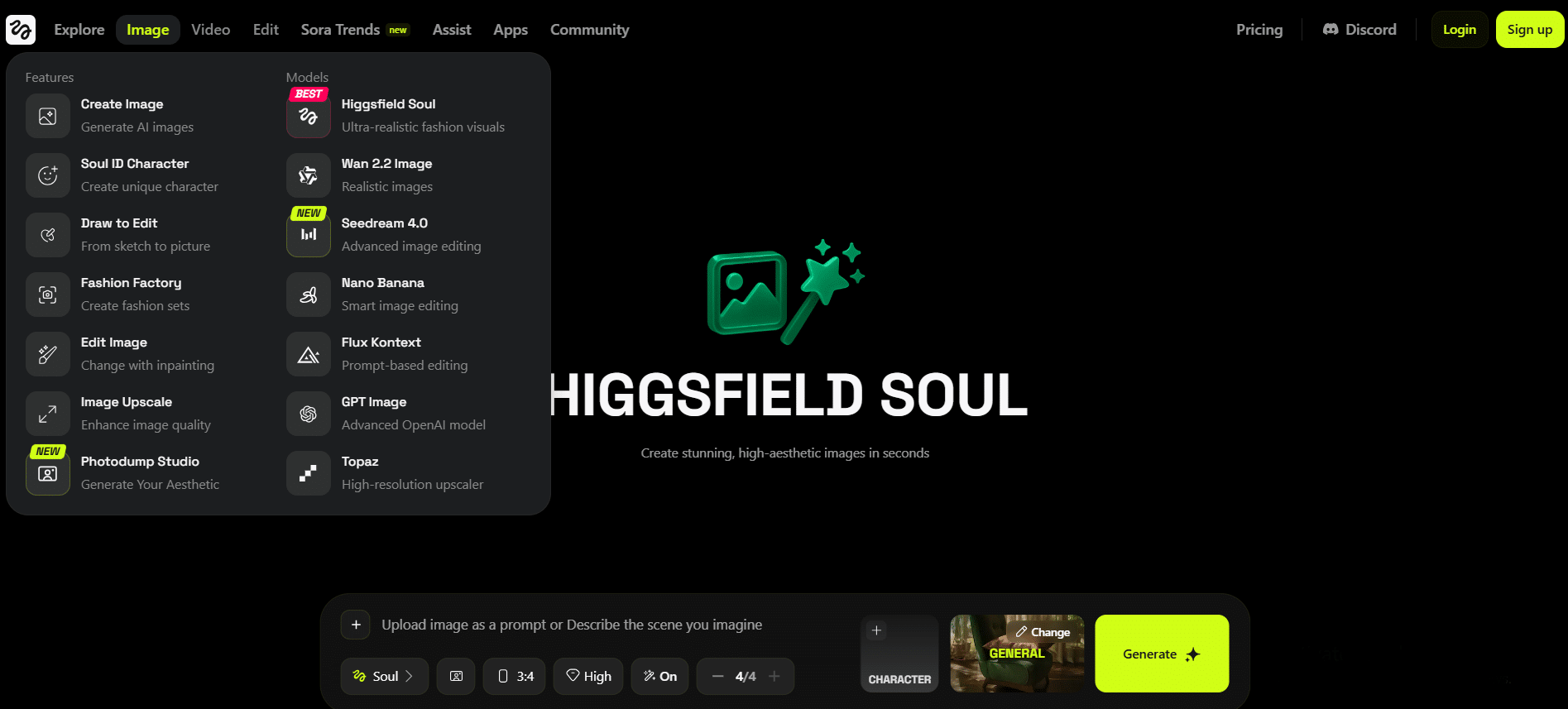 Higgsfield.Ai Features image generator