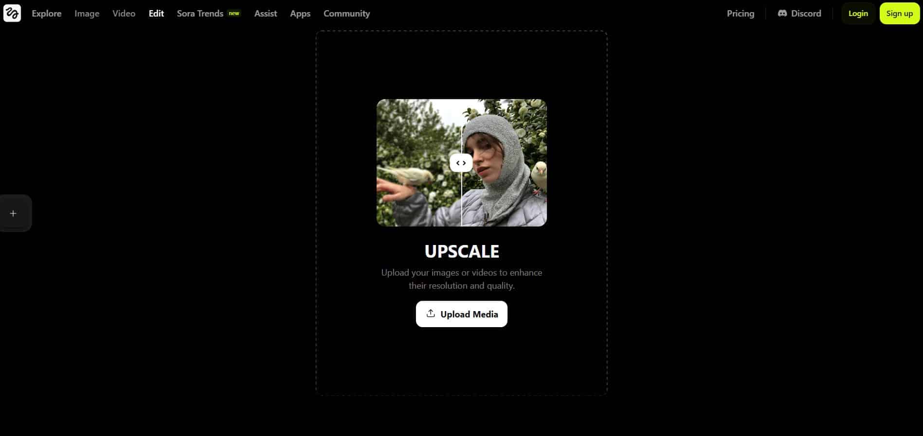 Higgsfield.Ai image upscale tool