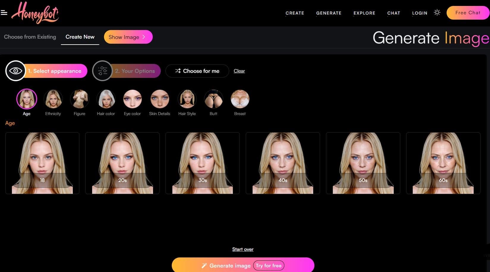 Honeybot.AI image generate