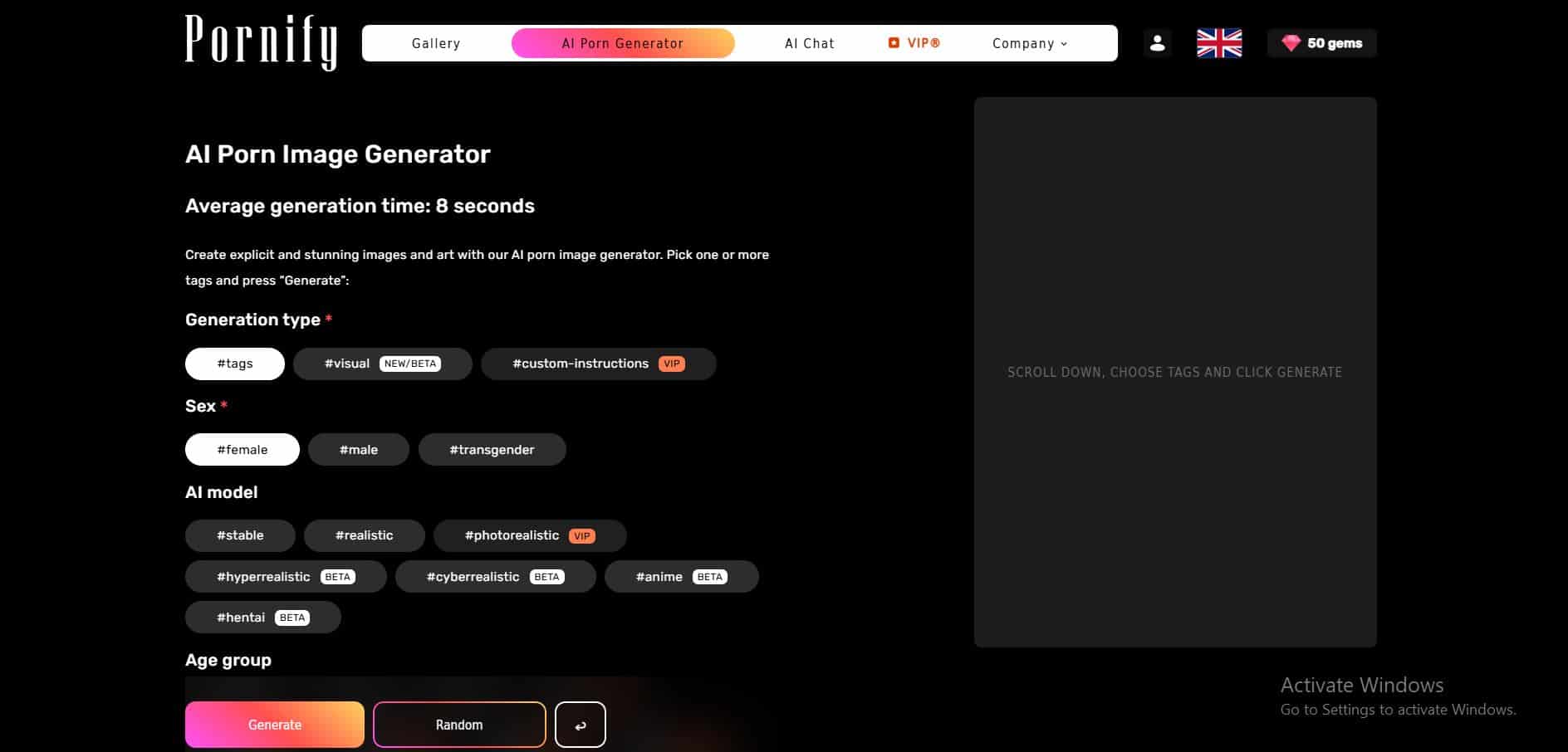 Pornify AI porn image generator