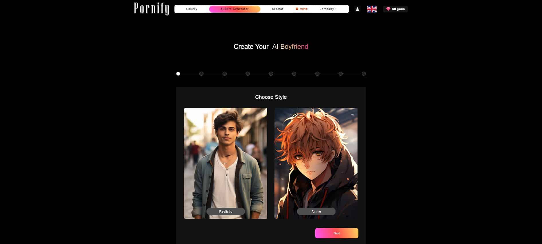 Pornify create AI boyfriend