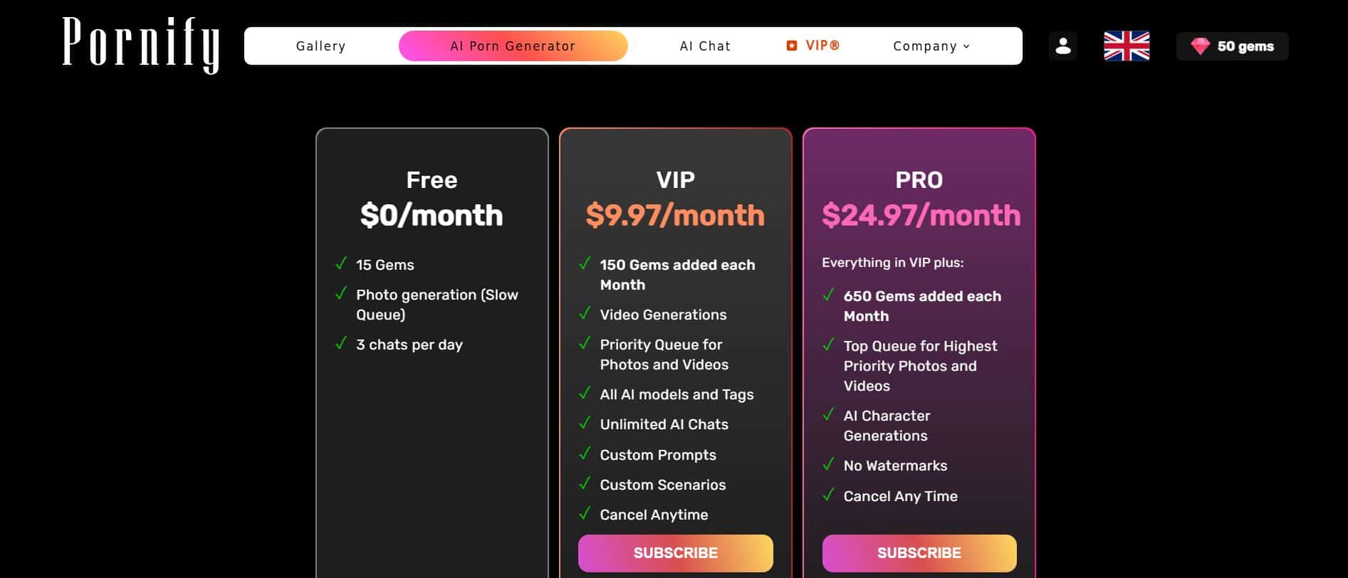 Pornify pricing