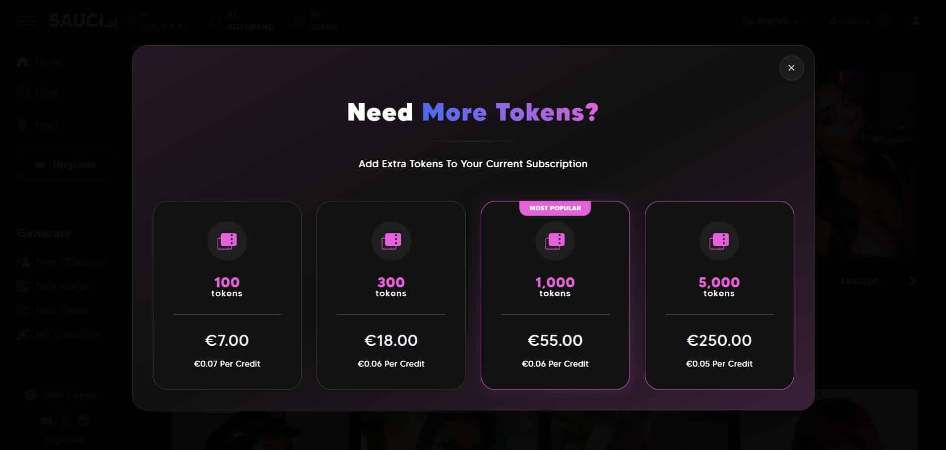 Sauci AI pricing