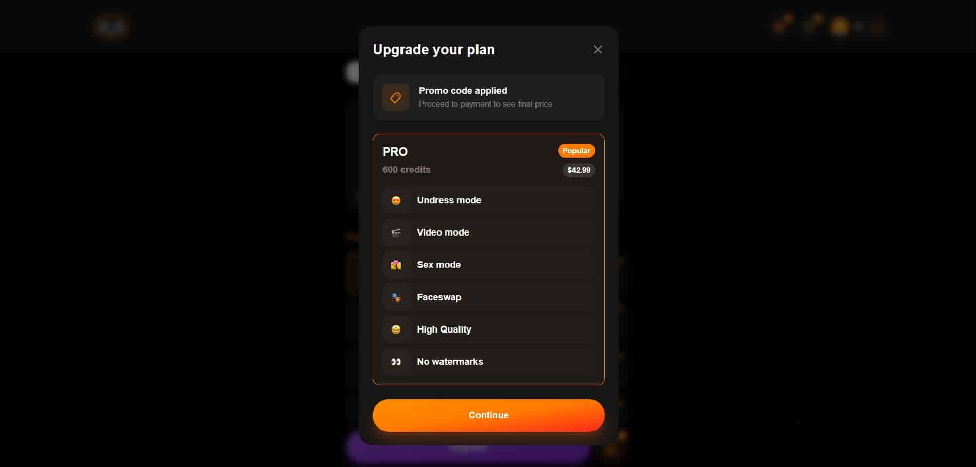Undress App pricing