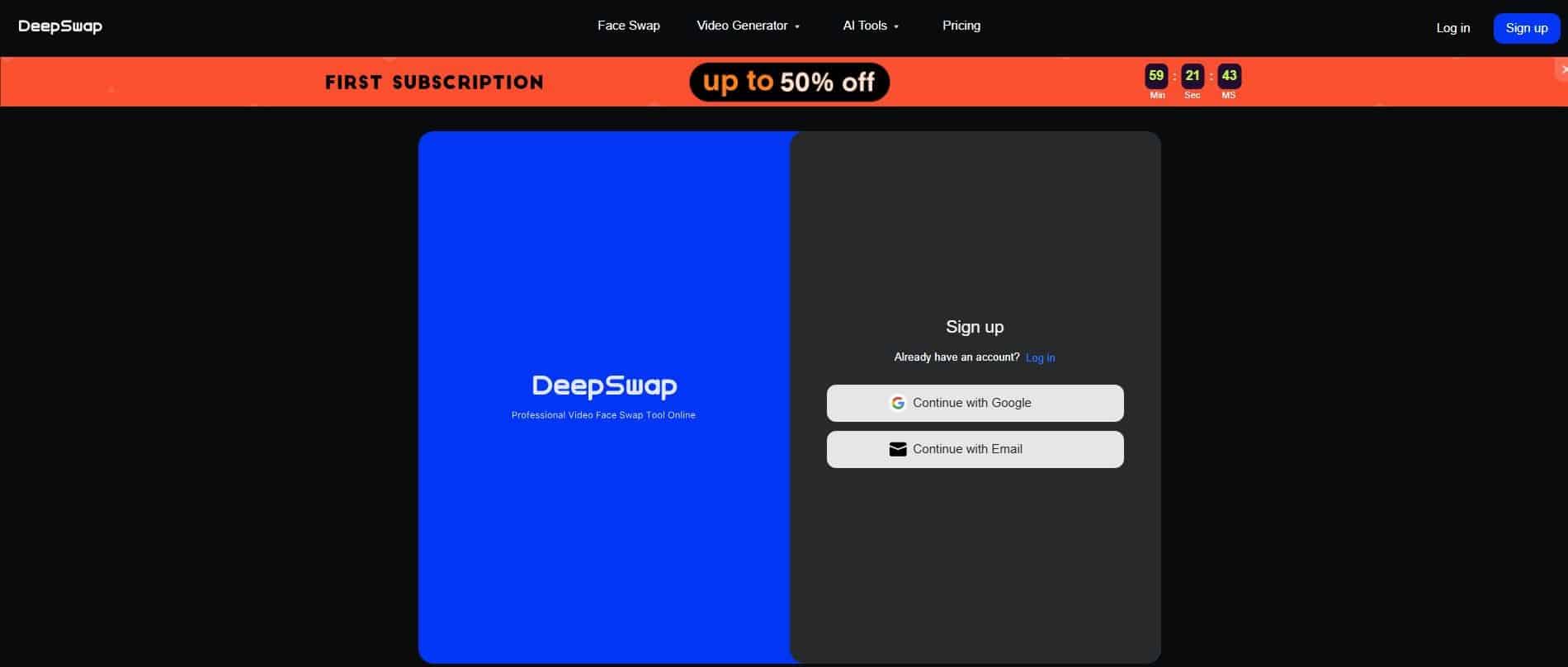 Deepswap sing-up