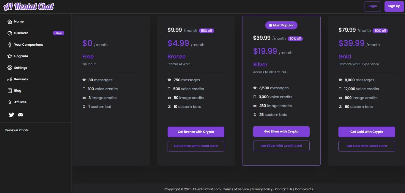 AI Hentai Chat pricing