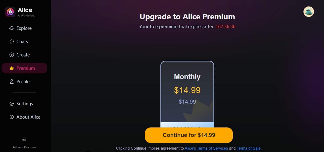 Alice AI pricing