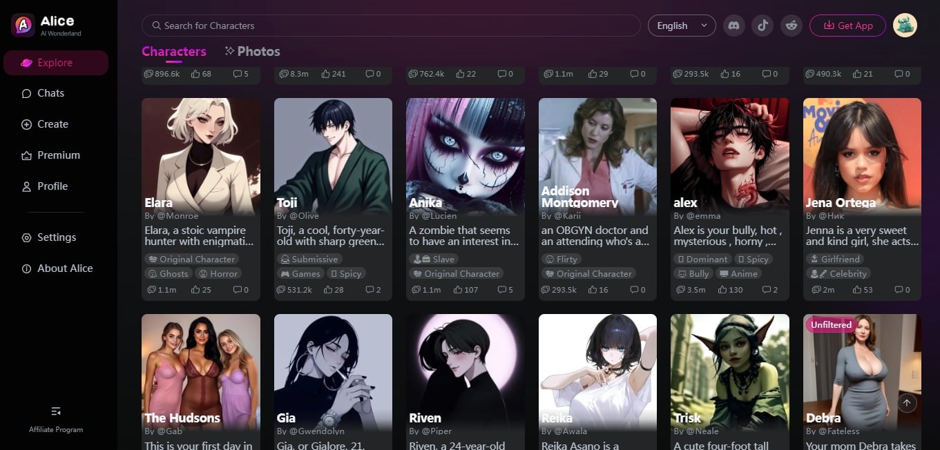 Alice AI user interface