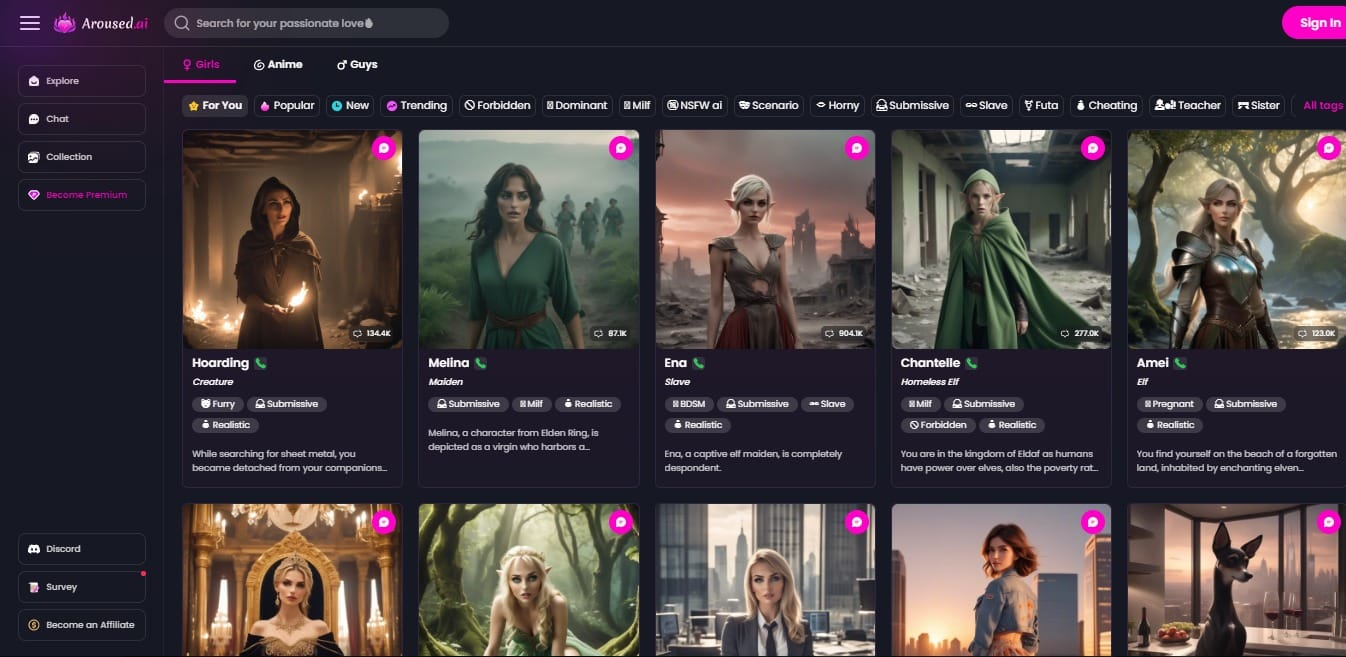 Aroused AI user interface