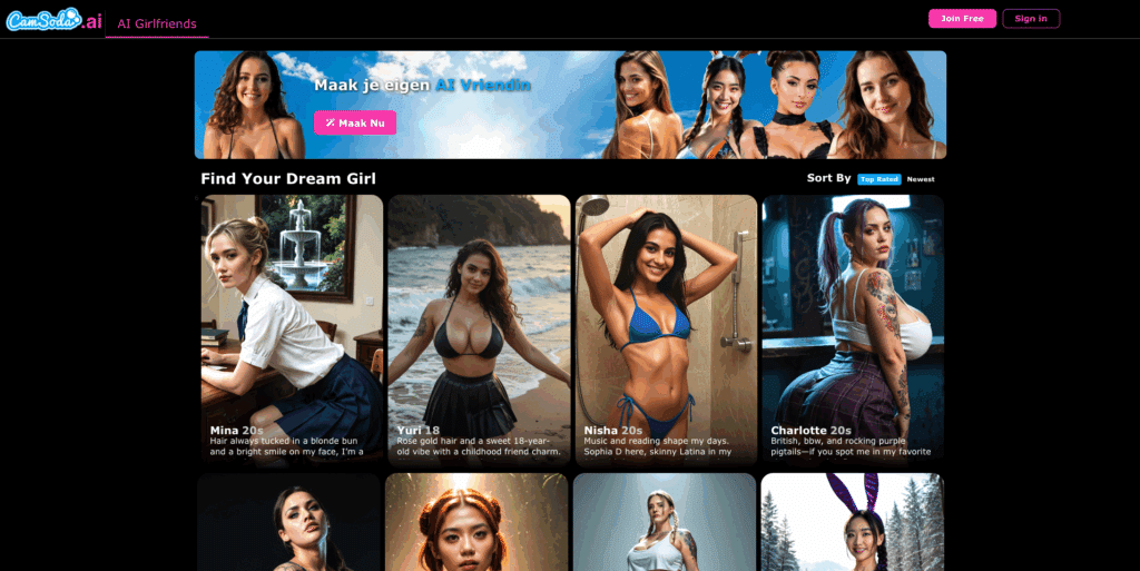 CamSoda AI homepage