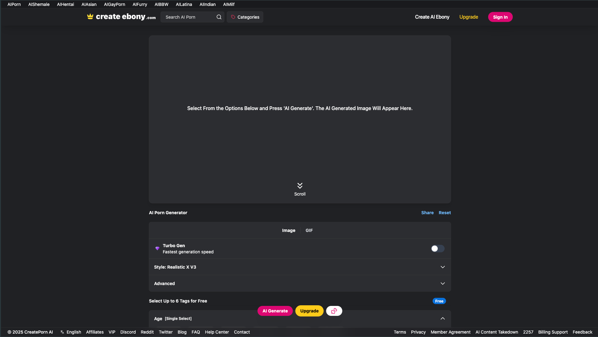 Create AI Ebony AI Generate
