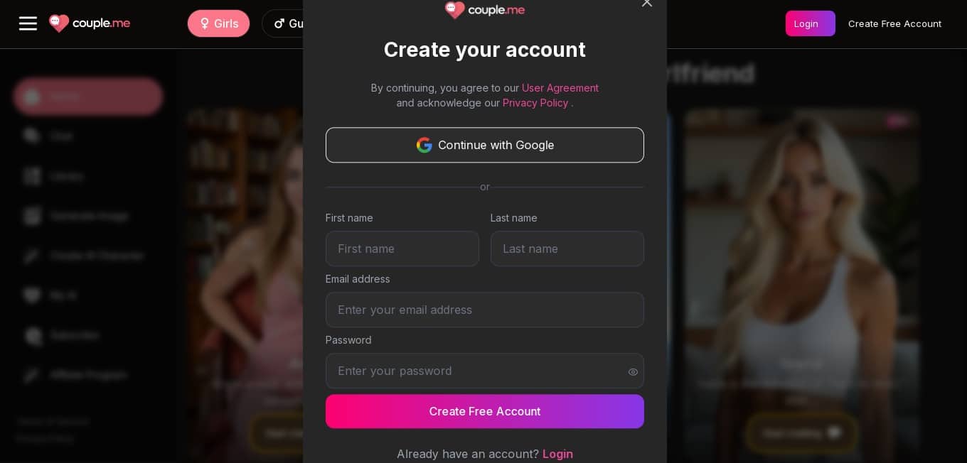 Create Couple ME account