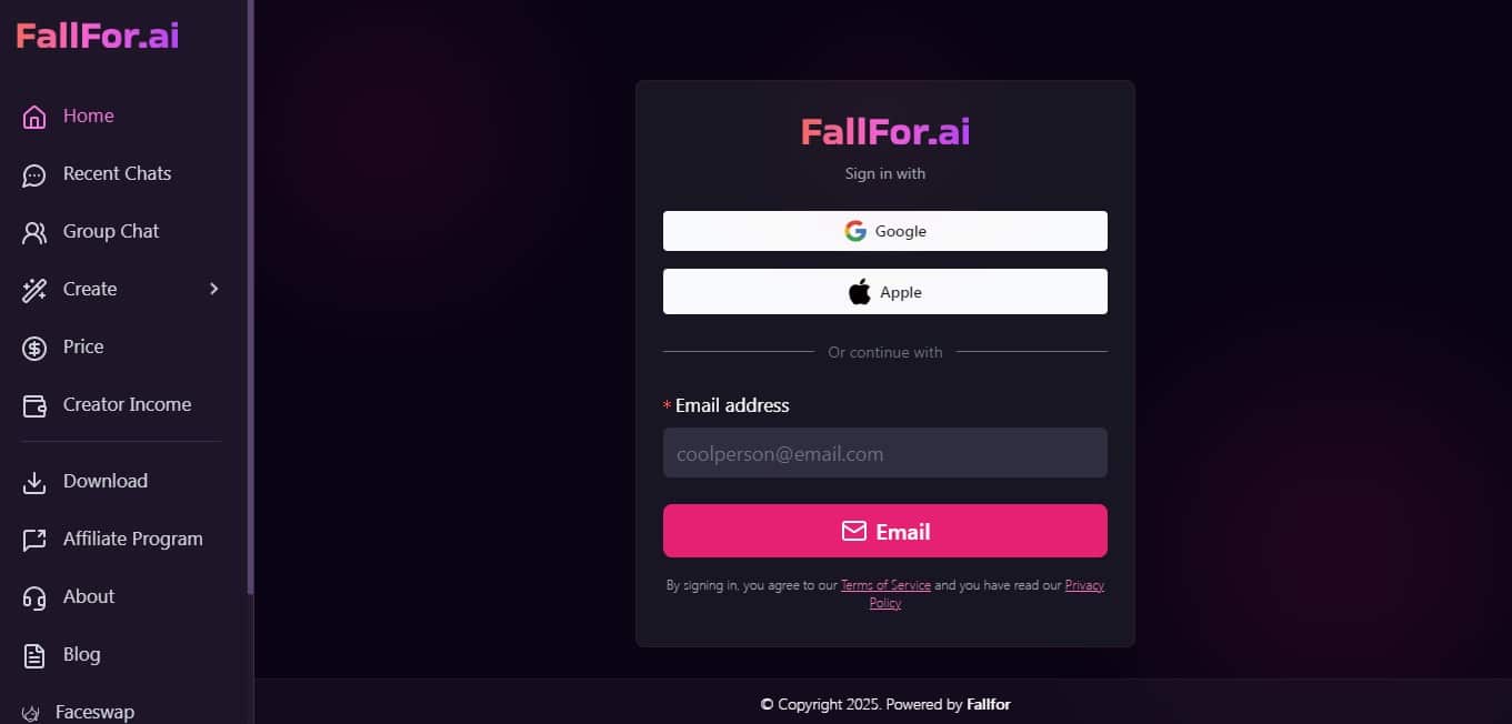 Create FallforAI account