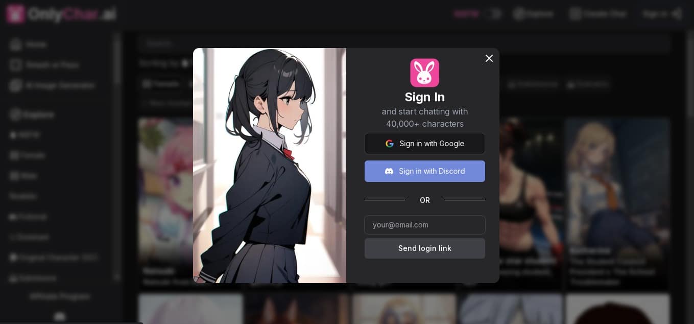 Create OnlyChar account