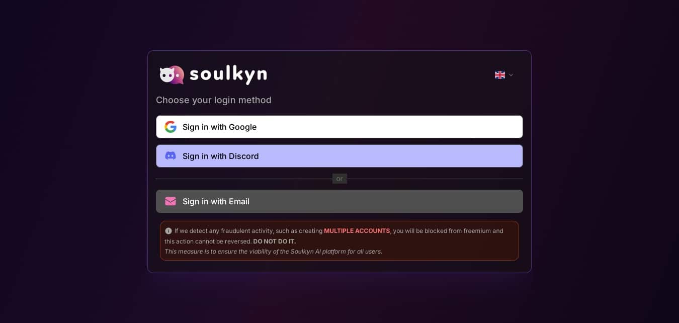 Create Soulkyn account