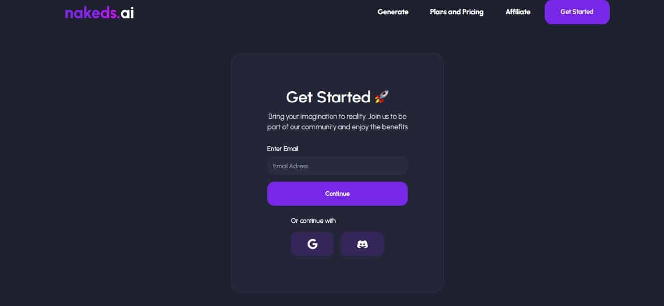 Create Nakeds AI account