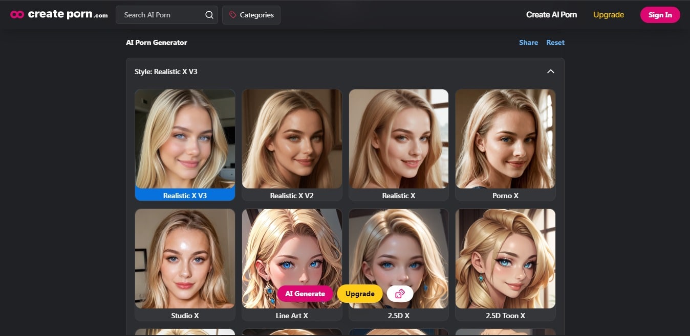 CreatePorn character