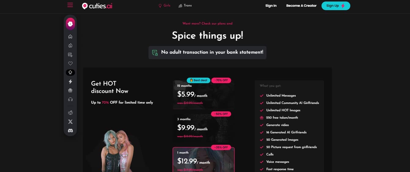 Cuties AI pricing