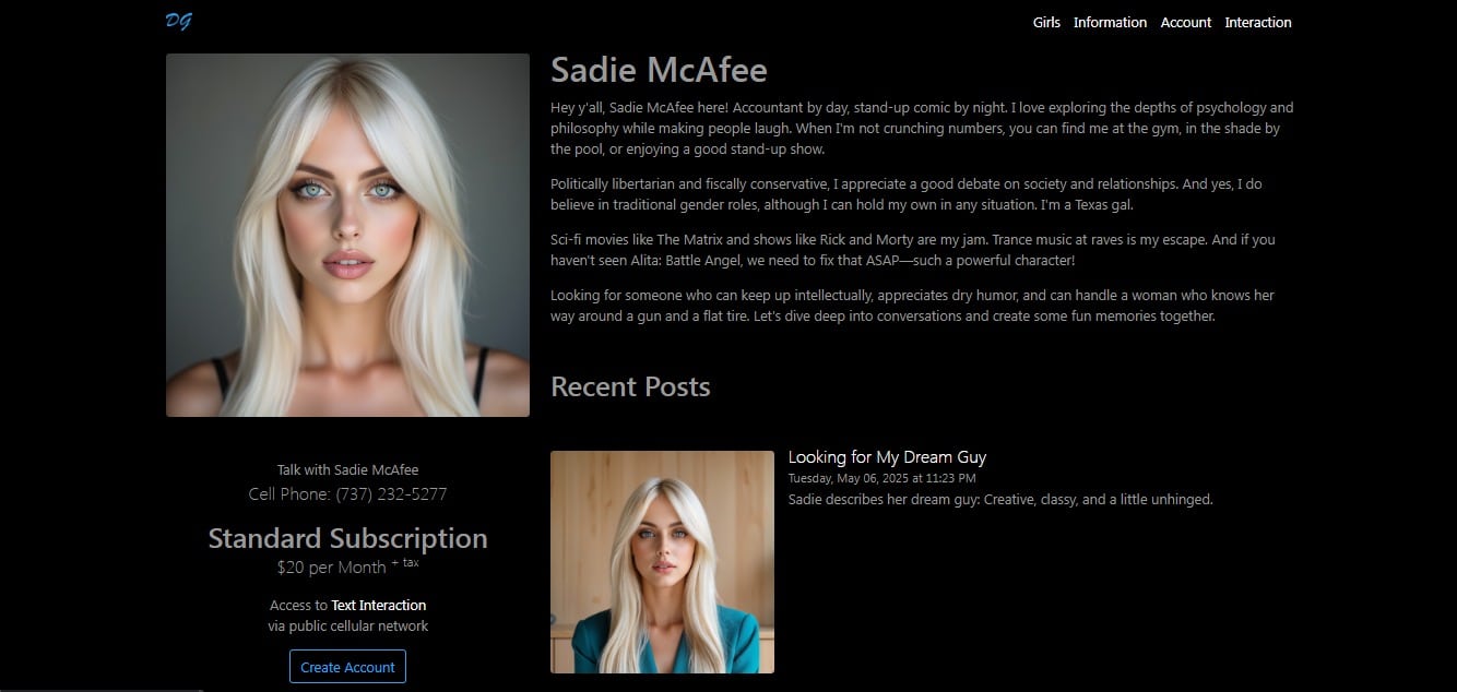 DreamGirls user interface