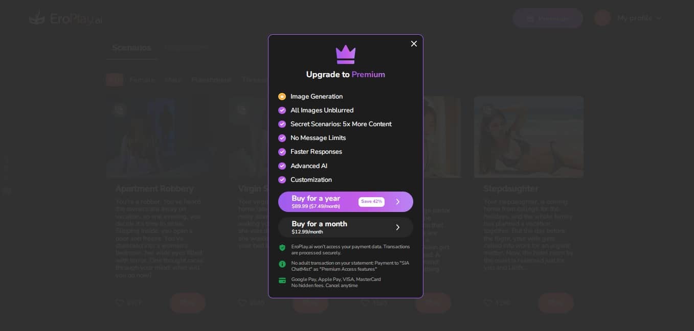 EroPlay AI pricing
