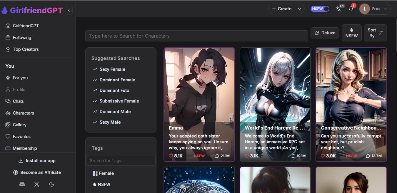 GPTGirlfriend AI Characters