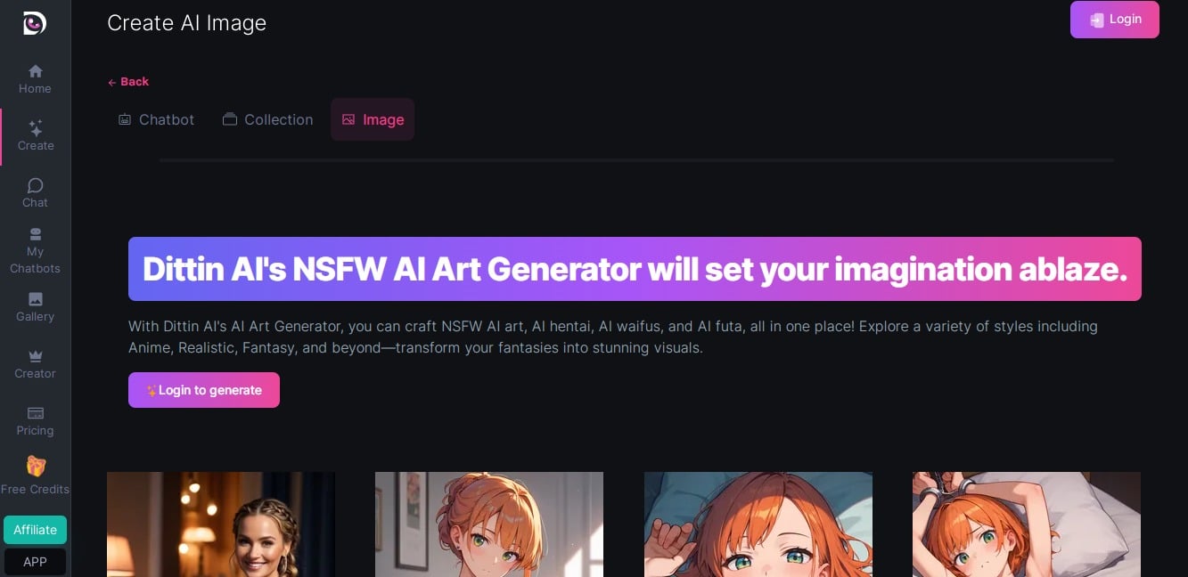 Generate Dittin AI images