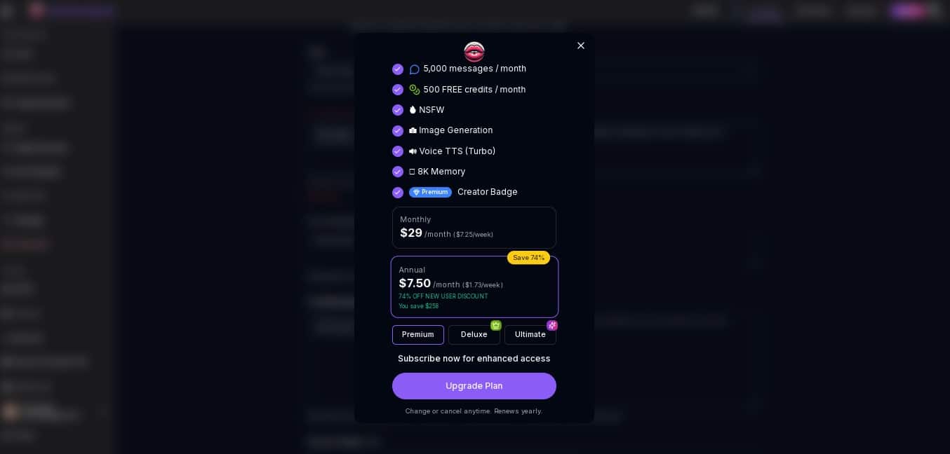 Girlfriendly AI pricing