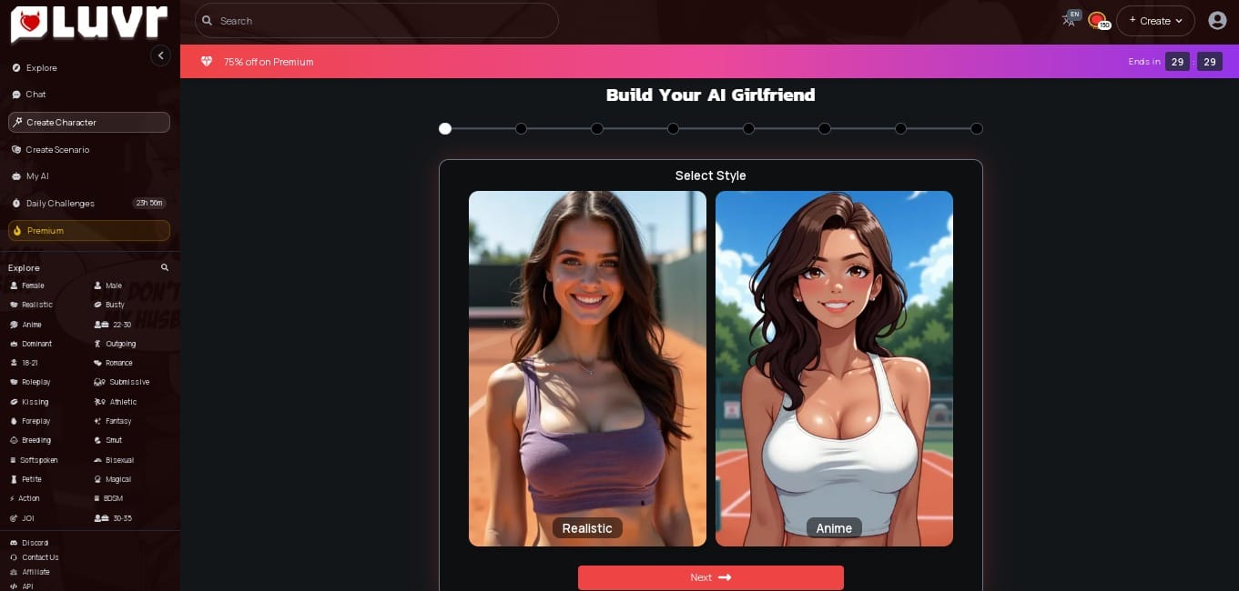 Make Luvr AI character