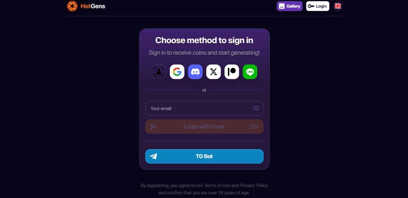 Sign up for Hotgens