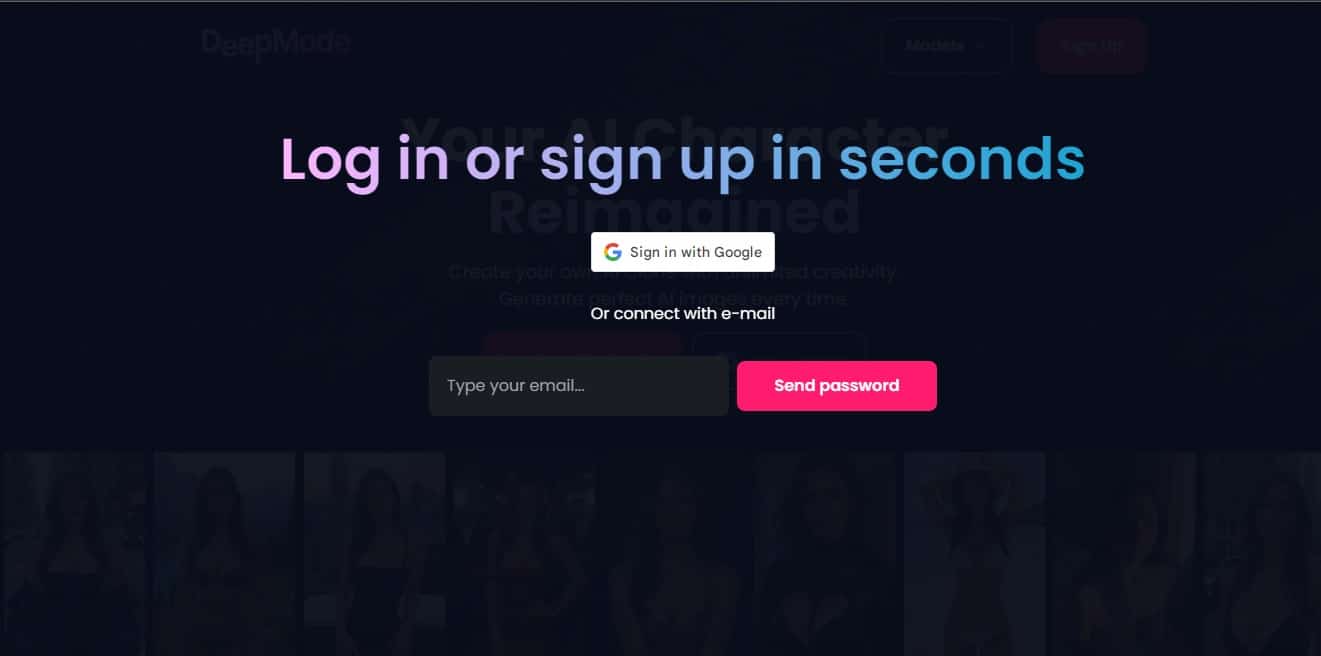 Sign up on Deepmode
