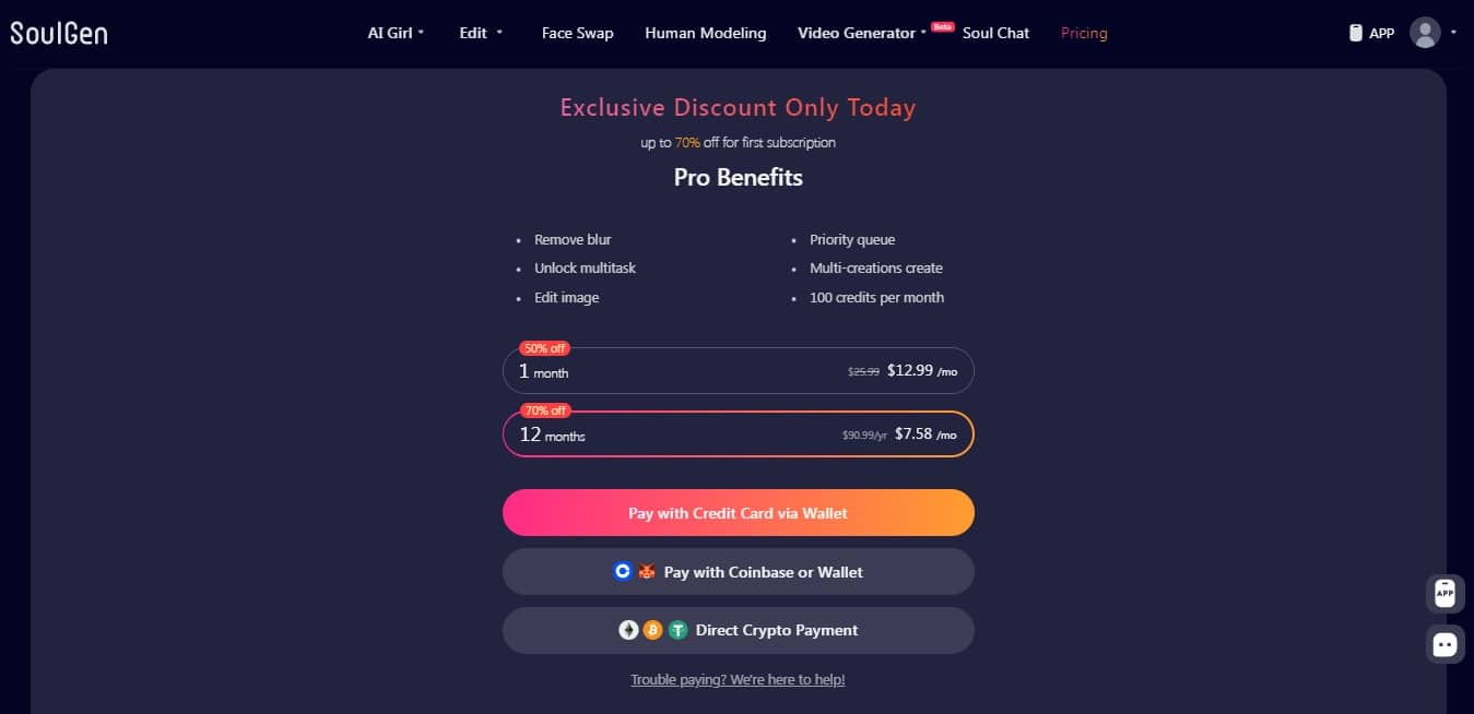SoulGen AI Pricing