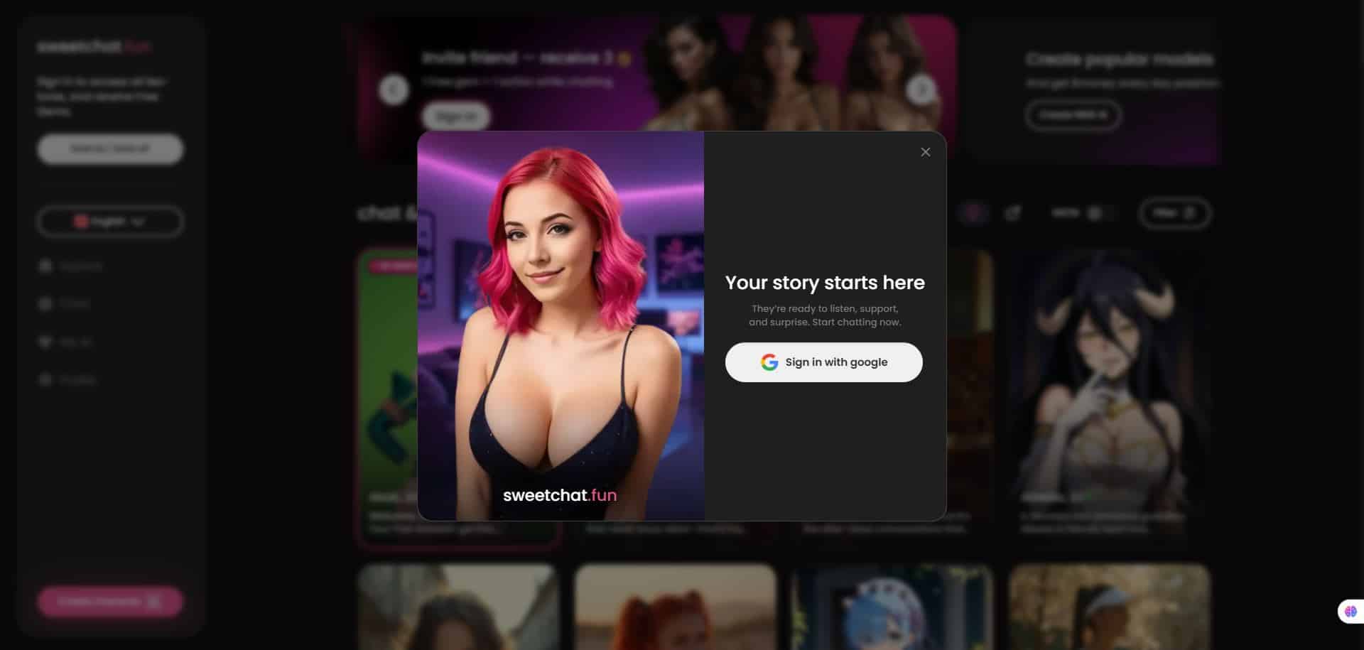 SweetChat create account