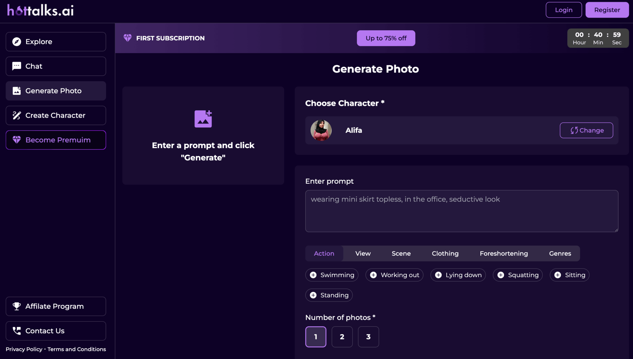hottalks.ai Generate photos
