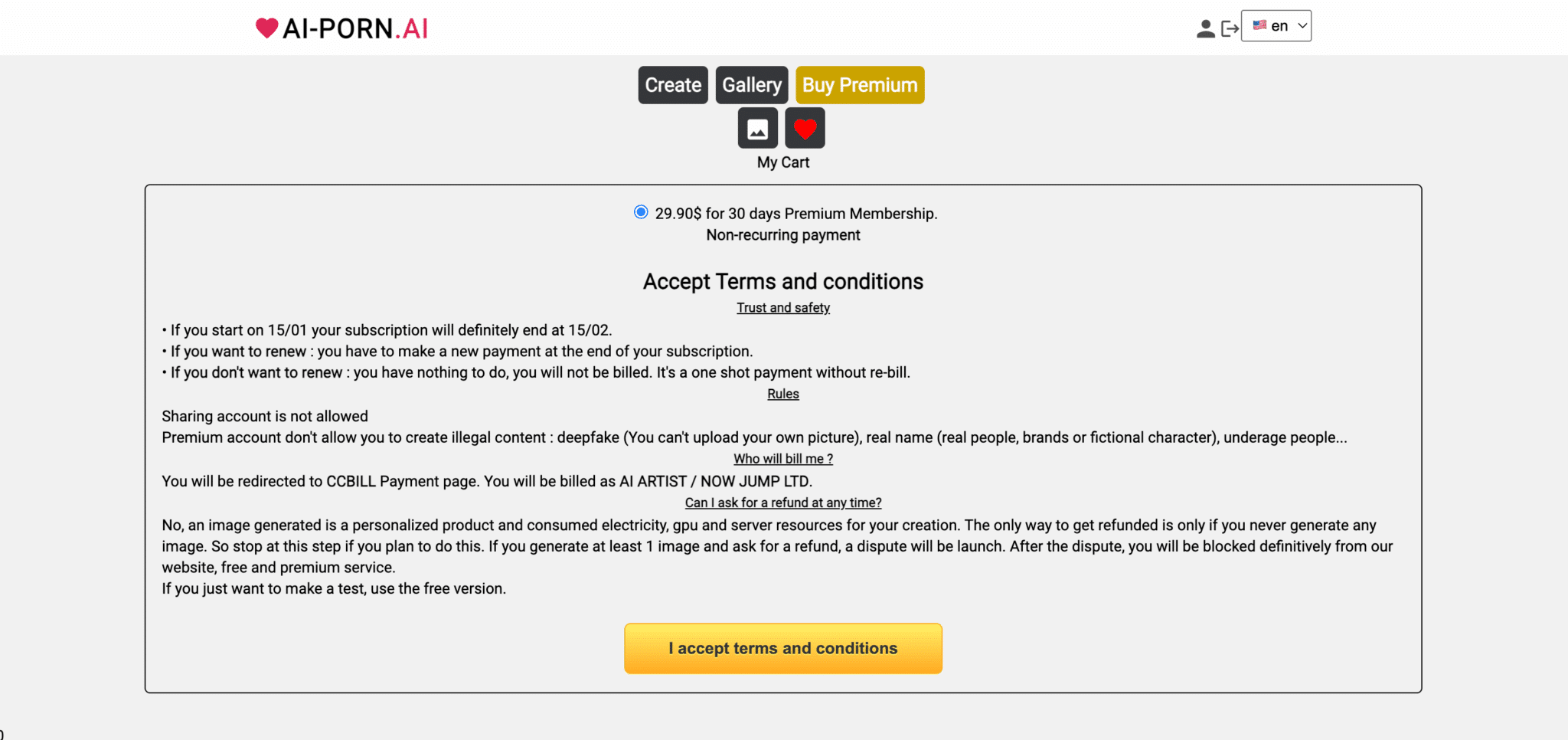AI Porn.ai term and conditions