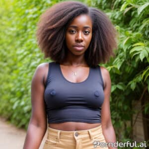 Sexy Black Beauty in a Tight Sleeveless Tease