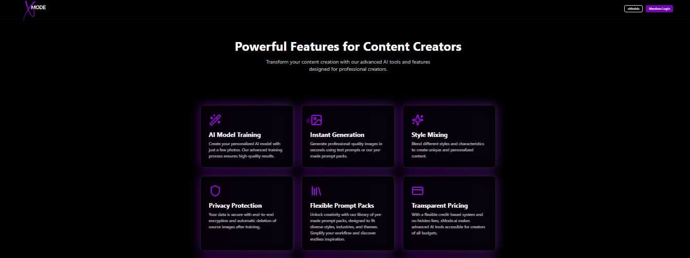 Xmode Content Creators options
