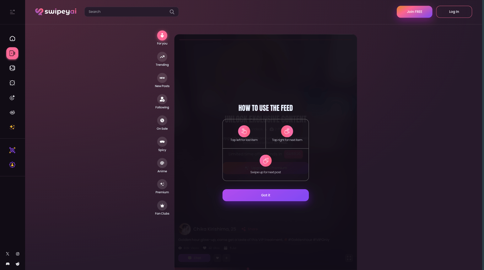 Swipey AI explorer