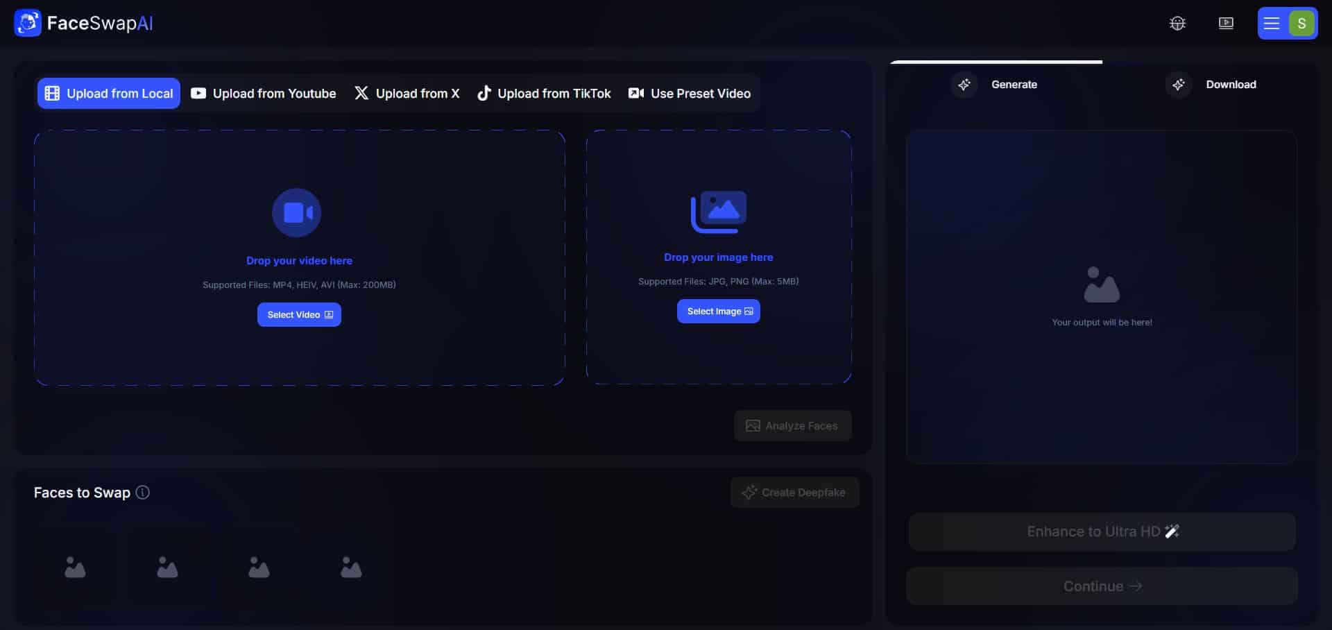 Face Swap AI home page